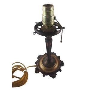 Antique Moe Bridges Desk Table Lamp Cast Iron Orange Acents Art Deco Works 10.5"